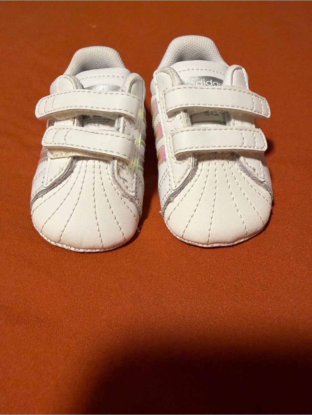 adidas White Baby Velcro Sneakers with Pastel Stripes